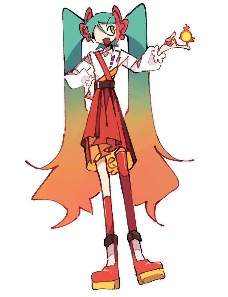 fire type themed hatsune miku design (made before pokemiku reveal) fire type themed hatsune miku design (made before pokemiku reveal)